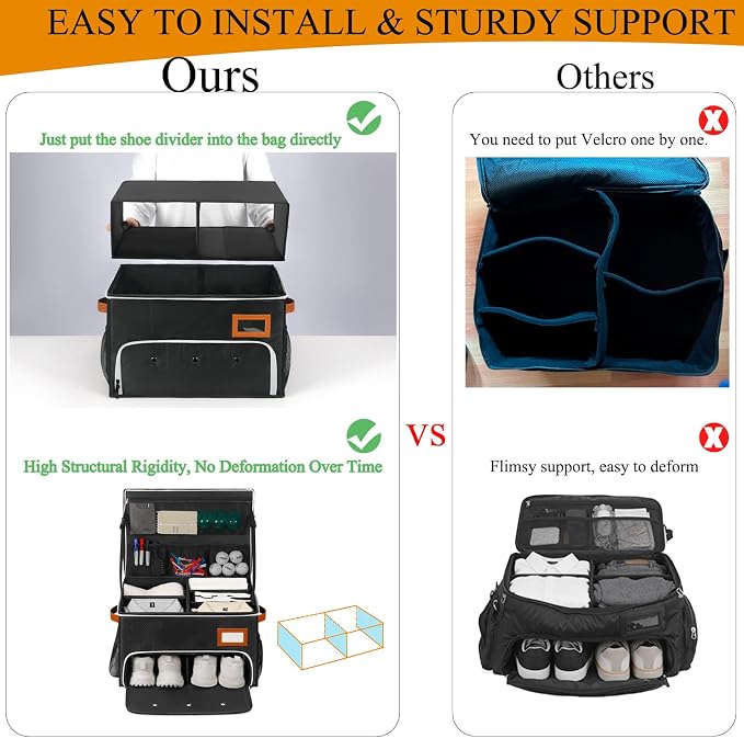 2 Layer Golf Trunk Organizer, Golf Organizer with 2 Pairs Shoes Compartment, Golf Storage Waterproof Car Trunk Locker for Balls, Caps, Clothes, Gloves, Accessories, Gifts for Golfers - Image 3