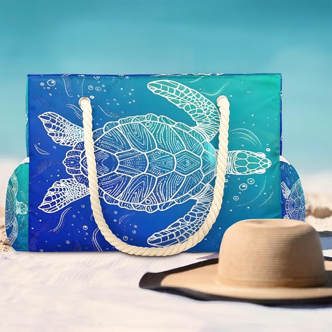 Large Beach Bag with Zipper Beach Bags for Women Water Resistant Swim Pool Bag - Image 2