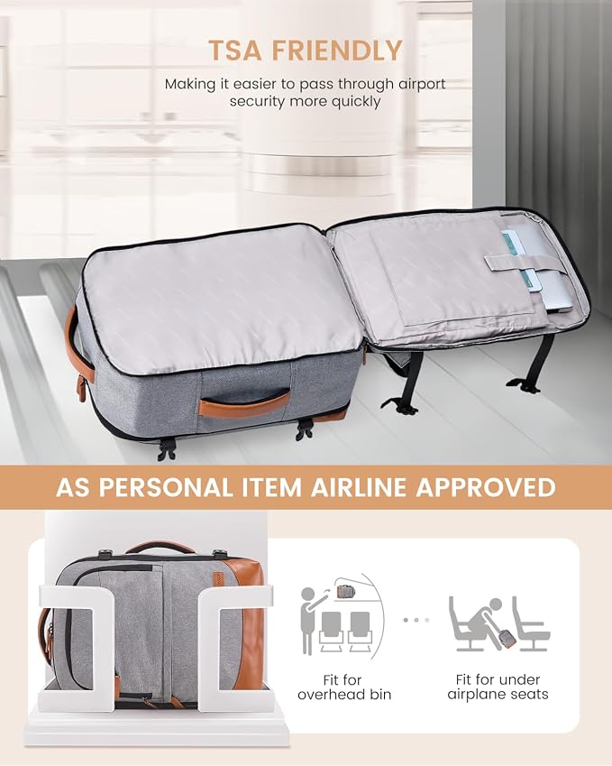 LOVEVOOK Travel Backpack for Women & Men, 40L Carry on Backpack Airline Approved, Large TSA Personal Item Travel Bag fits 17.3" Laptop, Business Weekender Bag for Essentials, 4Pcs - Image 3