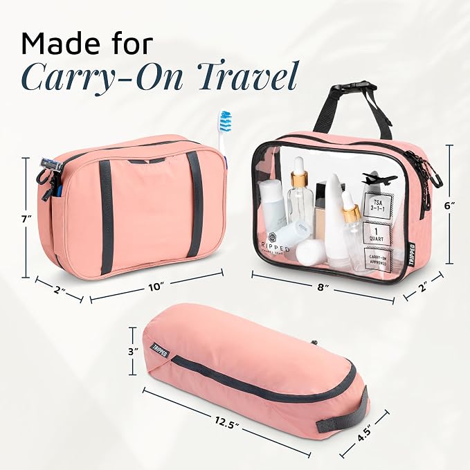 Toiletry Bag Kit 3 Piece Set: Hanging Travel Toiletry Bag + 311 TSA Cosmetic Liquid Bag + Accessory Organizer Pouch - Image 6