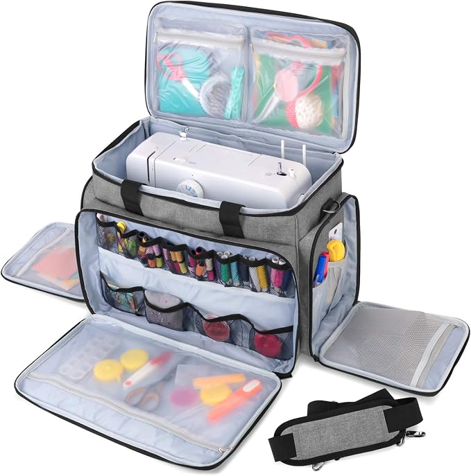 LUXJA Sewing Machine Case with Removable Padding Pad, Gray | Travel Case for Most Standard Sewing Machines & Accessories, Bag Only by Luxja