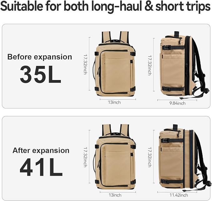 Carry On Travel Backpack Flight Approved Laptop Backpack for Women Men | Personal Item Travel Bag, Casual Weekender Daypack with Wet Pocket for Business, Hiking - Image 5