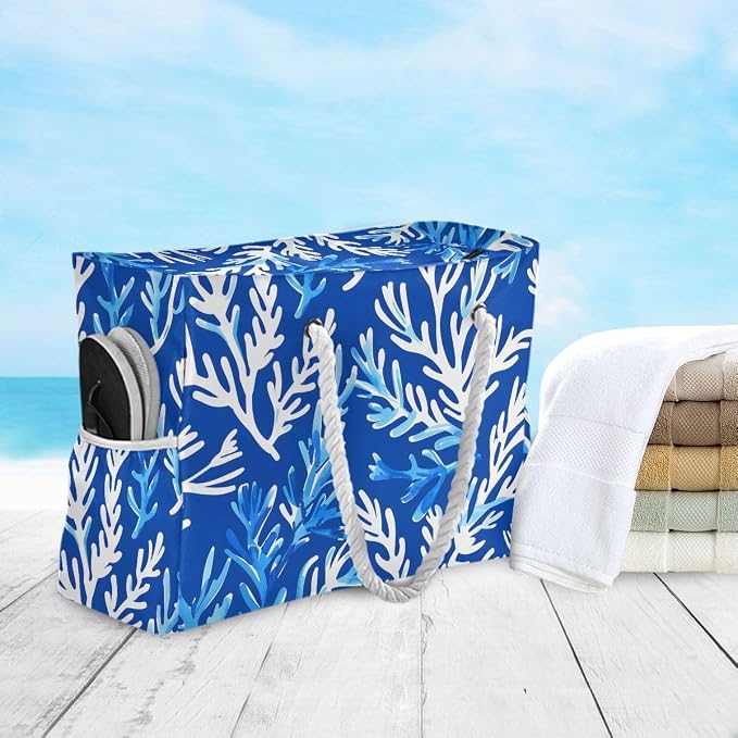 senya Large Beach Bags Totes Swim Canvas Tote Shoulder Bag Water Resistant Bags for Gym Travel Daily - Image 6