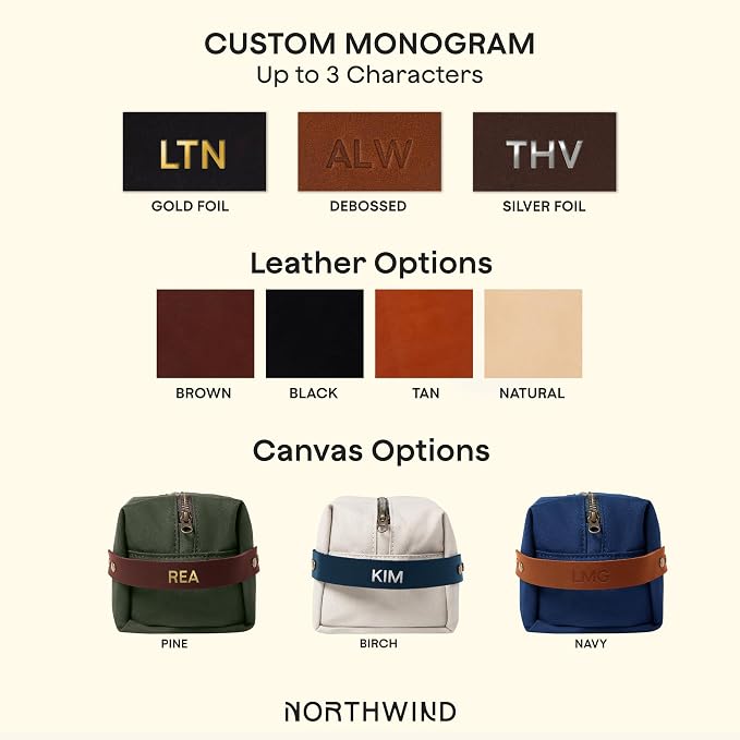 Northwind Personalized Canvas Toiletry Bag – Made in USA - Monogrammed Shaving Organizer Kit for Men & Women, Custom Gift for Travelers, Travel Toiletry Bag for Grooming Essentials - Image 2
