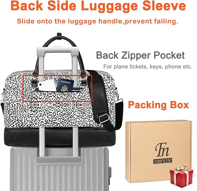 IBFUN Weekender Bags for Women, 21" Weekender Travel Bag, Travel Duffle Bag with Shoe Compartment Carry on Overnight Duffel Bag for Weekend Travel Business Trip, 3PCS - Image 5