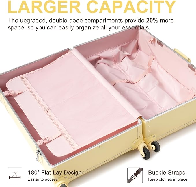 urecity Vintage Suitcase Set for Women, Vintage Luggage Sets for Women 2 Piece, Cute Designer Trunk Luggage, Retro Suit Case, Luggage Zipperless TSA Approved - Image 3