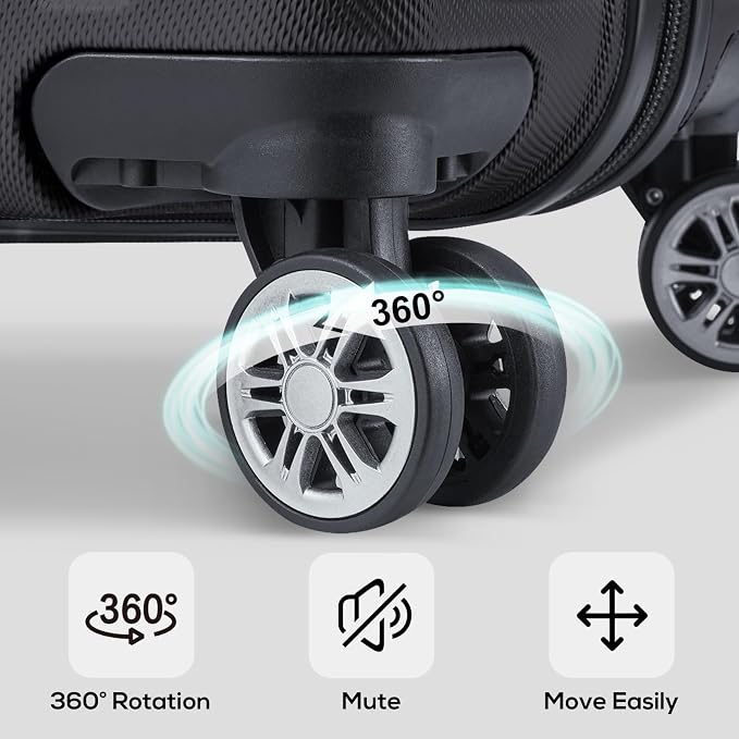 Melalenia Luggage 10 Piece Sets Clearance,Large Suitcase Set Spinner Wheels with TSA Locks,Hard Shell Luggage Sets for Women Travel Suitcase (10Pcs Black) - Image 3