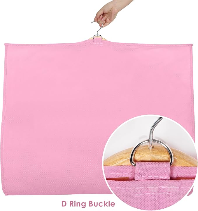 Univivi Dance Costume Bags Garment Bag 40 Inch Hanging Clothes for Dance Competitions, with 3 Medium Clear Zipper Pockets for Dance Costumes, Closet Storage (Pink) - 12 Pack - Image 4