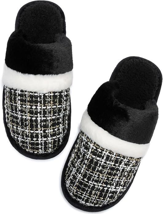 MAXTOP Womens Cozy Memory Foam Slippers Soft Warm Slip On Faux Fur House Slippers,Anti-Skid Rubber Sole,Creative Gifts for Women Mom Girlfriend