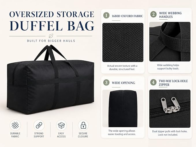 YiKitHom Extra Large Storage Duffle Bag for Travel, Orange Oversized Giant Big Traveling Duffle Bag - Image 4