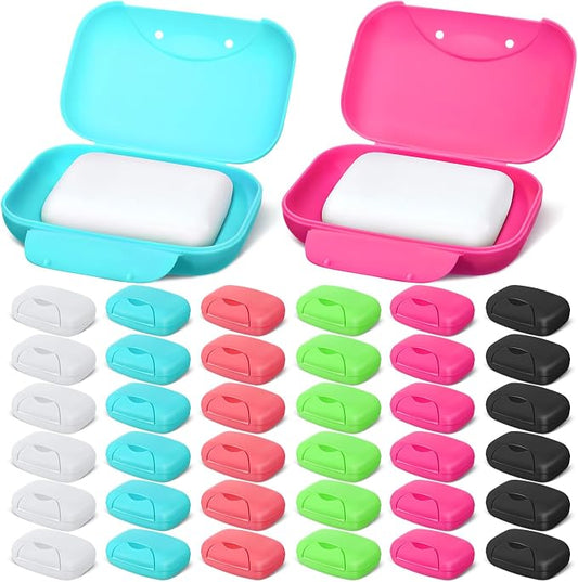 Nuogo 48 Pcs Soap Box Holder Bulk Portable Travel Soap Dish Case Plastic Leakproof Container for Home Bathroom Outdoor Camping Hiking Vacation Gym Shower by Nuogo