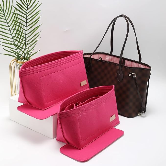 Premium Felt Purse Organizer Insert Compatible with Neverfull GM and More, Felt Bag Organizer Liner with Base Shaper for Tote Handbags,Rose/XL - Image 7
