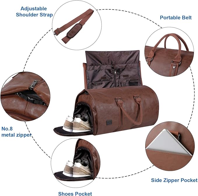 seyfocnia Convertible Travel Garment Bag,Carry on Garment Duffel Bag for Men Women - 2 in 1 Hanging Suitcase Suit Business Travel Bag - Image 3