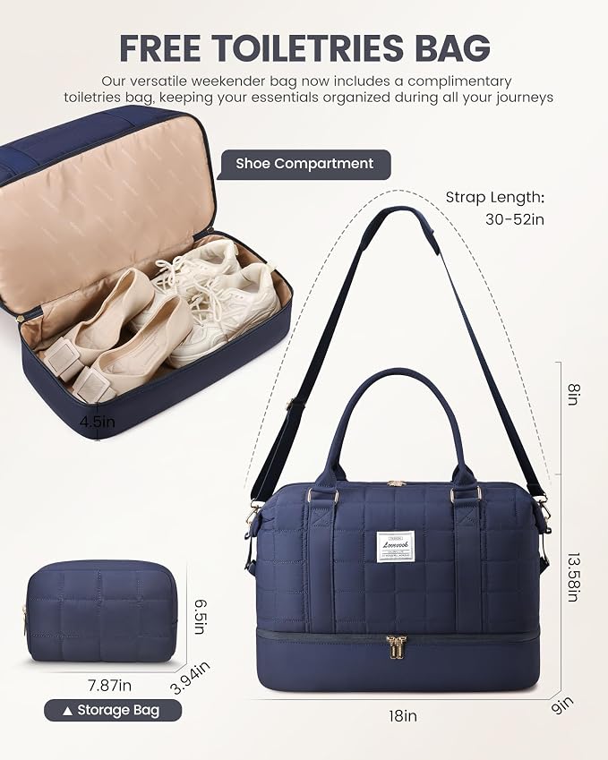 LOVEVOOK Puffer Weekender Bags for Women with Shoe Compartment, Carry On Overnight Bag, Hospital Bag for Labor and Delivery, Gym Duffel Bag with Wet Pocket,2Pcs Set - Image 2