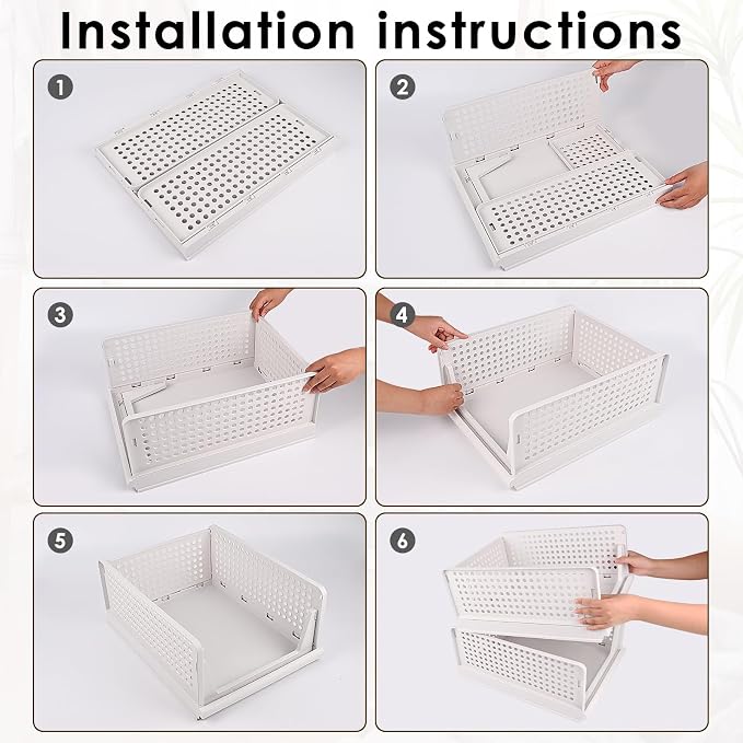Set of 4 Foldable Storage Boxes, Stackable Drawer Organiser for Cupboards, Kitchen, Bathroom, Office (Colourful) - Image 6