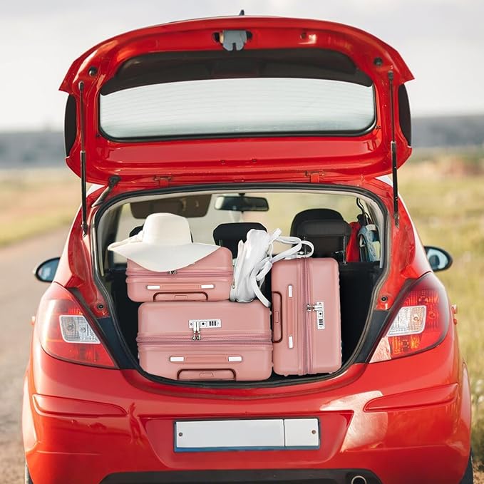 Kono Expandable Luggage 3 Piece Set Hardshell Lightweight 20in 24in 28in Carry On Suitcase with Spinner Wheels TSA Lock(Nude/Rose Gold) - Image 8