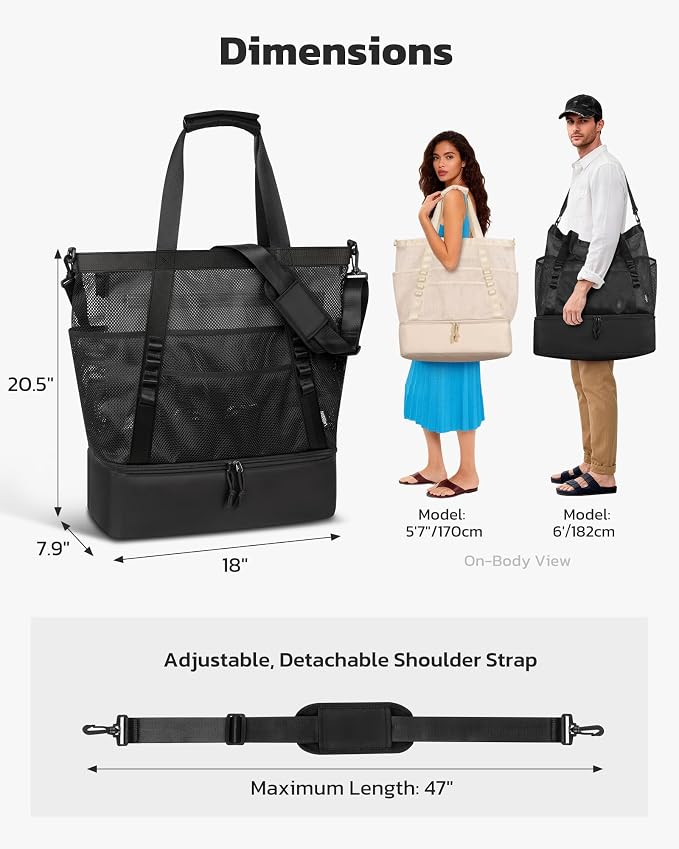 Large Beach Bag with Cooler Mesh Beach Tote for Women Insulated Pool Bag - Image 7