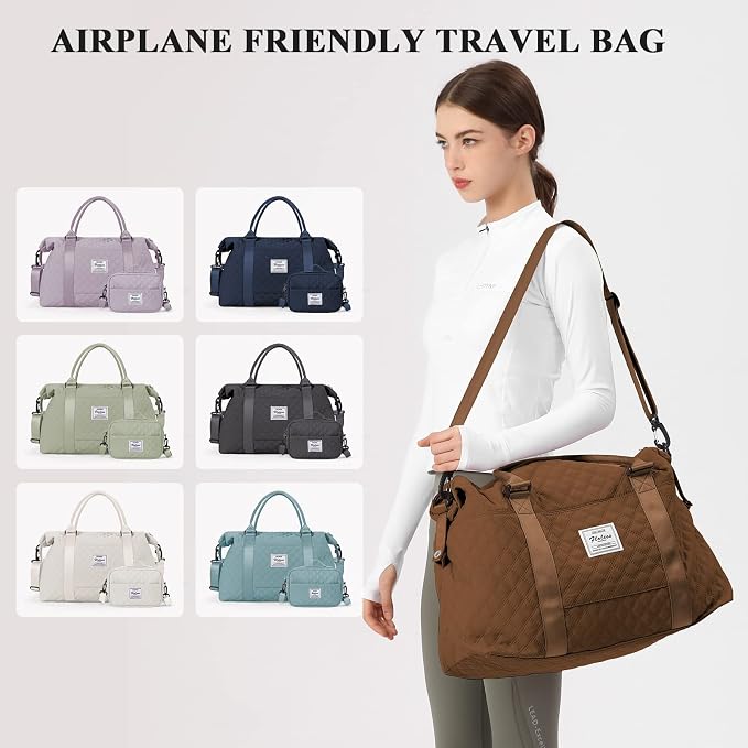 Travel Duffel Bag, Carry On Overnight Weekender Bags for Women | Travel Bag with Wet Pocket & Trolley Sleeve, For Spirit Airlines 18x14x8 Personal Item Bag - Image 7