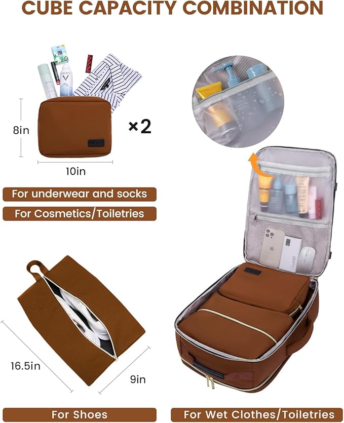 LOVEVOOK 50L Travel Backpack for Women & Men, Airline Approved Carry On Luggage with 3 Packing Cubes, TSA Overnight Bags, Waterproof Personal Item Bag, Weekender Essentials Backpacks fits 17" Laptop - Image 5