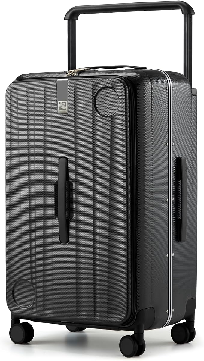Hanke Multifunctional 26 Inch Hard Shell Suitcases with Wheels Travel Approved Luggage Large Rolling Suitcase Checked Luggage for Women Men(Jet Black) by Hanke