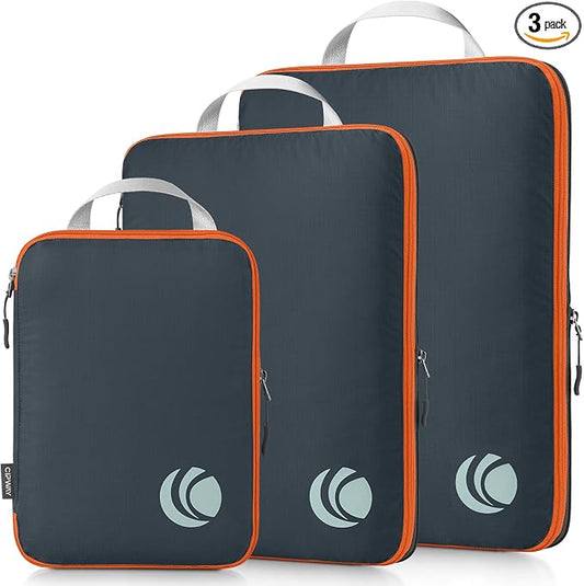 Cipway Compression Packing Cubes, Ultralight Luggage Organizer Bags, Travel Essentials for Carry on Suitcase (3 Piece,Gray) by Cipway