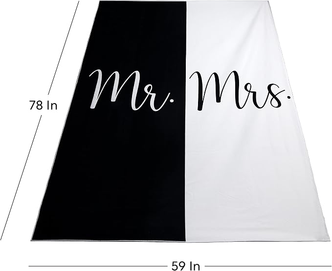 Ethisa Mr and Mrs Beach Towel - Honeymoon Just Married Towel For Beach - Wedding Gift for Newlywed Couple - Shareable Bride and Groom Towel Set - Thin Travel Friendly His and Her Beach Towel - 78"x59" - Image 7