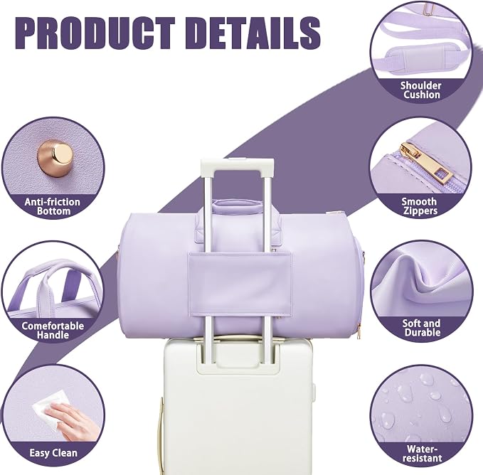 Leather Garment Bag Women, Carry on Garment Bag for Travel Convertible Garment Duffel Bag 2 in 1 Waterproof Foldable Travel Suit Bag Weekender Bag with Shoe Pouch - Image 5
