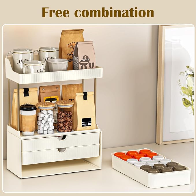 caktraie Bathroom Organizers and Storage - 3 Drawers 2 Tier Makeup Organizer, Cosmetic Storage Drawer for Dresser Countertop and Bathroom Vanity for Large Skincare, Perfume, Cream White - Image 5