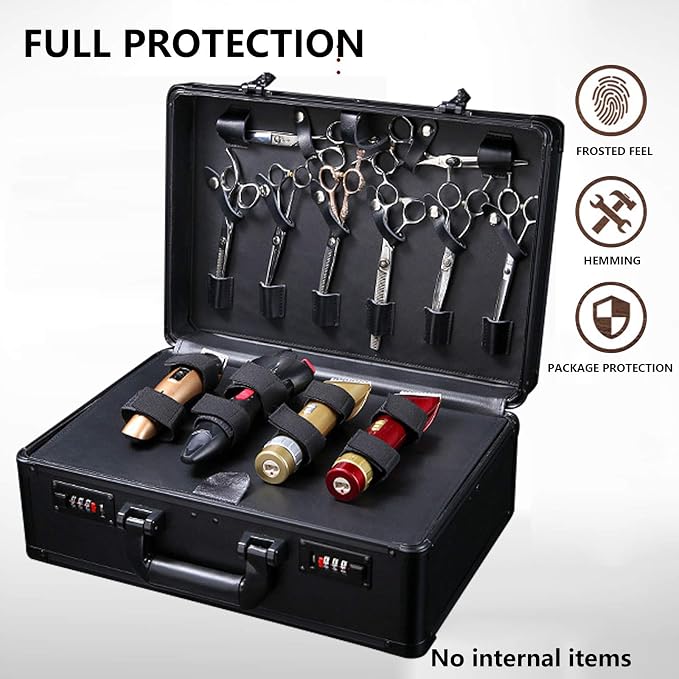 Barber Carrying Case Barber Case, Stylist Tool Box rofessional Salon Hair Cutting Grooming Kit Storage Organizer for Clippers, Scissors, Barber Supplies (Black) - Image 3