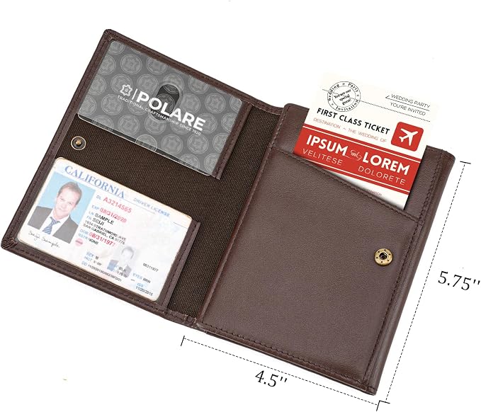 Polare Napa Leather Pilot Wallet Passport Holder RFID Blocking Tri-fold Travel Cover Document Organizer for Aviation Professionals (Coffee with AirTag Slot) - Image 7