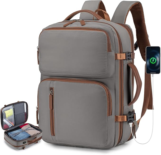 43x33x16cm Personal Item Bag Expandable 30L Travel Backpack 17x13x6 Inches Underseat Bag for Airlines Lightweight Carry on Luggage Water Resistant Flight Approved for College, Weekender Grey by BAGZY