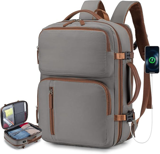 43x33x16cm Personal Item Bag Expandable 30L Travel Backpack 17x13x6 Inches Underseat Bag for Airlines Lightweight Carry on Luggage Water Resistant Flight Approved for College, Weekender Grey by BAGZY
