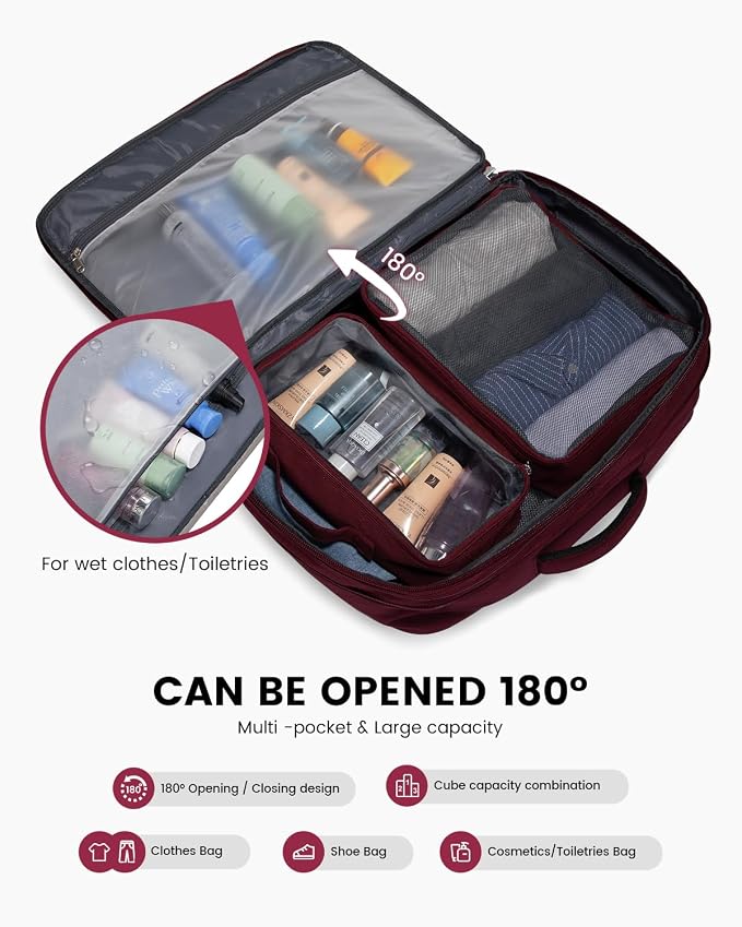 LOVEVOOK Carry on Backpack, 45L Large Travel Backpack for Women Men Airline Approved, Expandable Large Suitcase Backpacks With 4 Packing Cubes, Aer Travel Pack 3, Water Resistant Weekender Bag - Image 6
