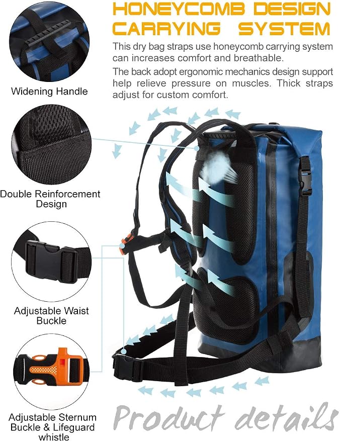 IDRYBAG Waterproof Backpack for Men 20L/30L/40L, Floating Dry Bag Kayak, Dry Backpack Hiking - Image 2