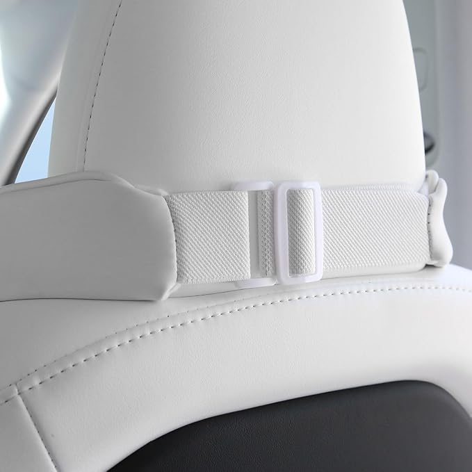 Car Headrest Memory Foam Neck Pillow for Driving White, 2 Packs | Soft Comfortable Leather Seat Head Rest Pillow Headrest Travel Neck Support Cushion for Most Cars SUV Home Office Chair - Image 8