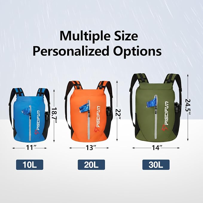 Piscifun Dry Bag Waterproof, Lightweight Dry Backpack Roll-Top Sealed with Waist Pouch and Phone Case Keeps Gear Dry Inside for Kayaking, Boating - Image 2