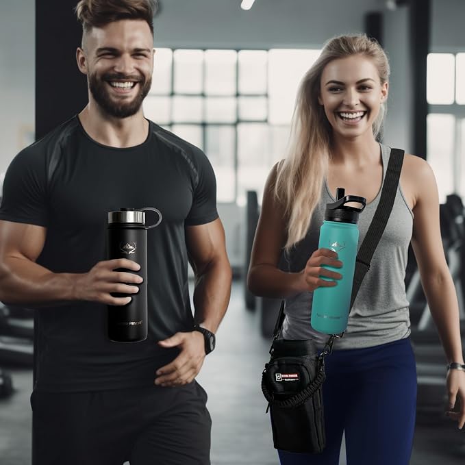 NATURE PIONEOR 24 oz Insulated Water Bottle with Carrier Bag & 3 Lids | 18/8 Food-grade Stainless Steel, Double Vacuum Insulation, 3 Leak-proof Lids, Strap, Camping, Hiking, Gym, Work - Image 6