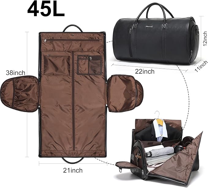 Convertible Garment Bag, Carry-On Suit Bag with Shoulder Strap | 2-in-1 lightweight garment travel bag for men and women, suit bag with shoulder strap for weekend getaways - Image 5