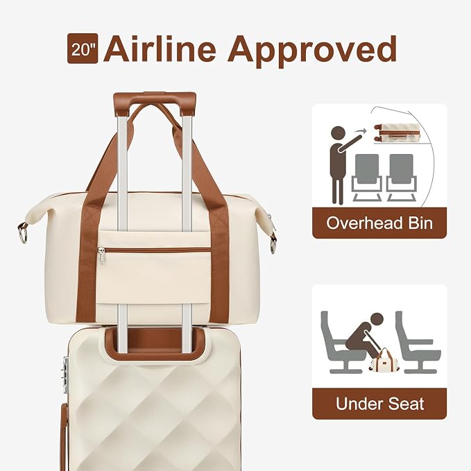 Somago Luggage Sets Suitcase with TSA Lock YKK Zipper Spinner Wheels ABS Hardside Luggage Weekender Bags Travel Set (Beige, 3 Piece Set (20/DB/TB)) - Image 5