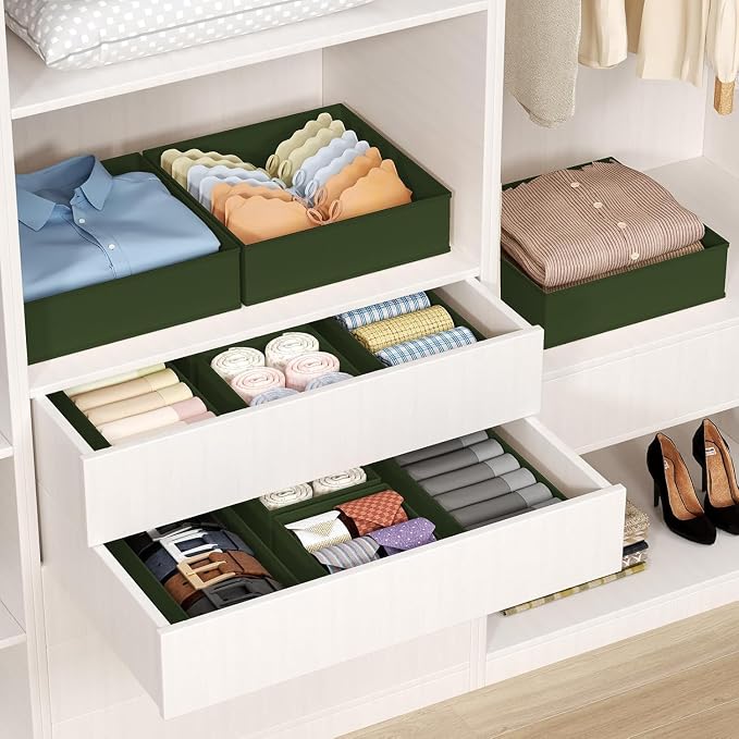 DIMJ Drawer Organizer Clothes - 24 Pack Closet Drawer Organizer Bins for Baby Clothes Storage, Fabric Dresser Organizer for Nursery Bedroom, Foldable Small Drawer Dividers for Underwear Socks - Image 3