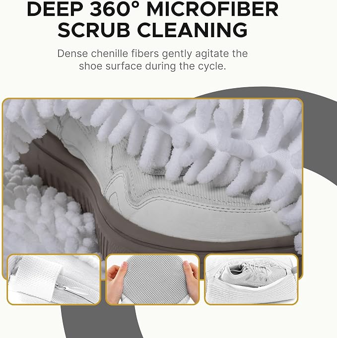 Shoe Washing Machine Bag (2 Pack), Shoe Bag for Washing Machine with Microfiber Scrub Fibers, Self-Locking Zipper Protection, 2 Adjustable Shoe Trees, Sneaker Laundry Bag for Washer and Dryer - Image 6