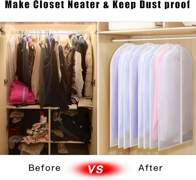Garment Bag Suit Bags for Storage with Zipper 40 inches Clear Dust-Proof Clothes Cover Bag for Suit, Coat, Dress Closet Clothes Storage- Set of 20 [Upgraded Version] - Image 5