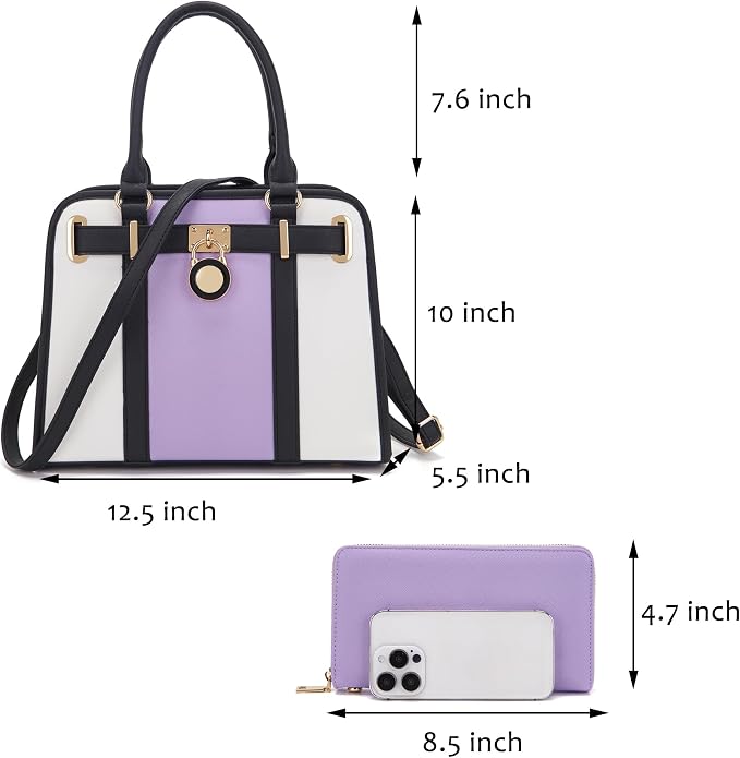 Qiyuer Structured Satchel Tote Handbags Set Women Purses with RFID Wallet | Premium, Sturdy, Spacious, Chic for Daily & Work, Vegan PU Leather, Multi-way Carry, Large Capacity RFID Wallet, Ideal Gift - Image 3