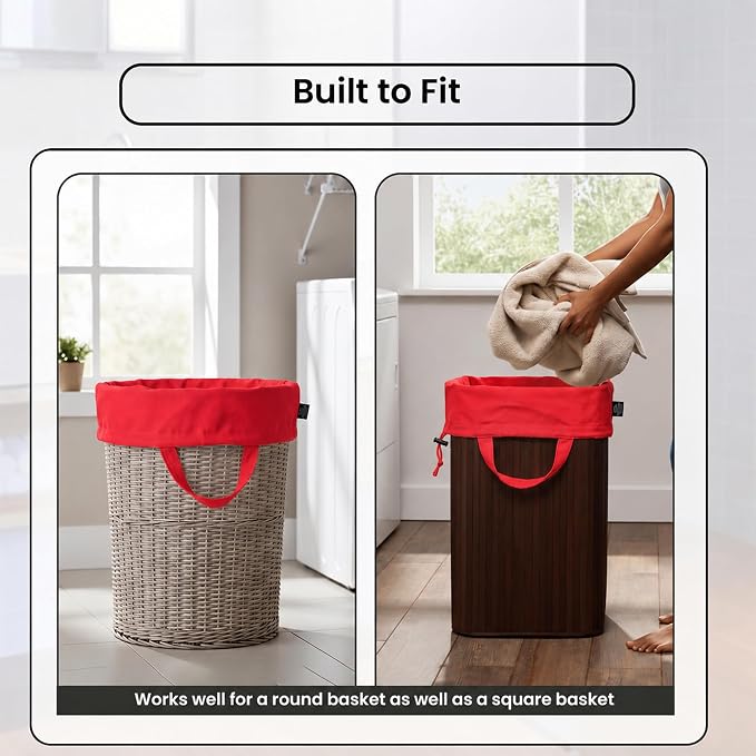LFH Home Cotton Rich Large Premium Canvas Laundry Bag, Heavy Duty Washable Laundry Hamper with Drawstring & Handles, Multi-Use Clothes Storage for Home, Travel & College, 20"x30" (Pack of 6) - Red - Image 6