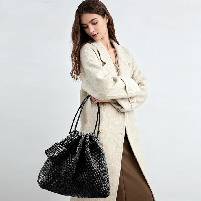 JINMANXUE Woven Purse for Women, Beach Hobo Shoulder Bag, Top-handle Tote Handbag, Shopper Underarm Satchel for Work Travel | Spacious Lightweight - Image 2