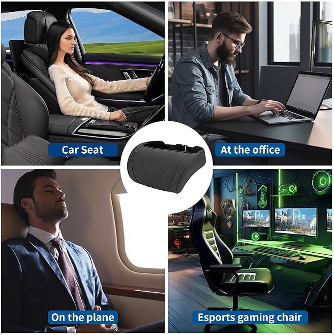 Car Headrest Memory Foam Neck Pillow for Driving Black, 2 Packs | Soft Comfortable Leather Seat Head Rest Pillow Headrest Travel Neck Support Cushion for Most Cars SUV Home Office Chair - Image 7