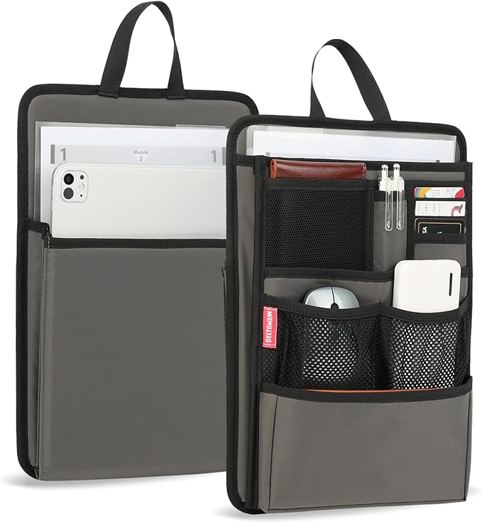 Stiff Backpack Insert Organizer for Men Women Bag In Bag,Thin Water-repellent Nylon 13.7''x10.2''x2''-Gray by DELTAMANN