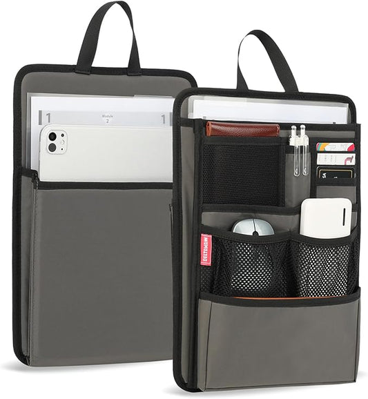 Stiff Backpack Insert Organizer for Men Women Bag In Bag,Thin Water-repellent Nylon 13.7''x10.2''x2''-Gray by DELTAMANN