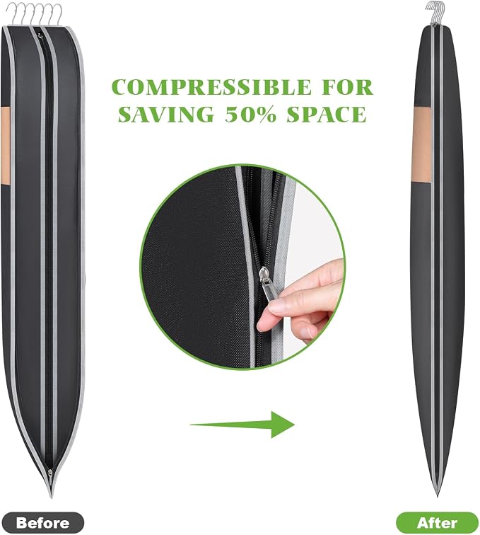 KEEGH Space Saving Hanging Garment Bag with Self Compression Zipper 50 Inch, Compression Garment Bags for Hanging Clothes with Clear Window, Suit Bags for Closet Storage (3 Pack) - Image 4