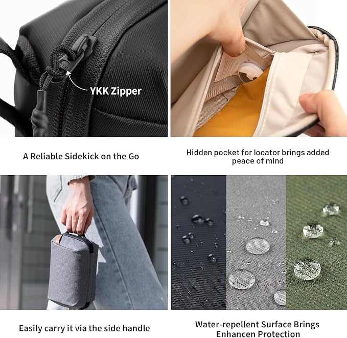 PGYTECH Travel Tech Organizer, Waterproof Tech Bag, Electronics Accessories Organizer Travel Carrying Case, Organizer Bag for Cables, Cord, Phone Batteries, Charger,Photography SD Card, Black - Image 4